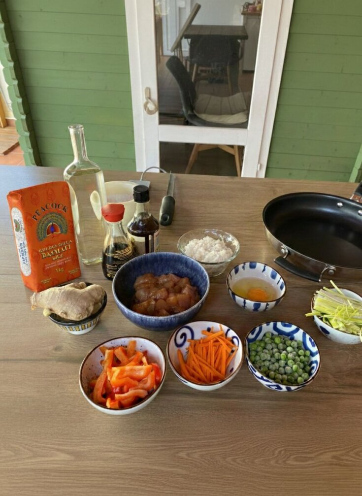 Fried Rice with Fried Chicken using Peacock Golden Sella Basmati
